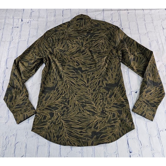 Michael Kors Peformance Stretch Shirt Green Floral Long Sleeve Button MENS M - Picture 8 of 8